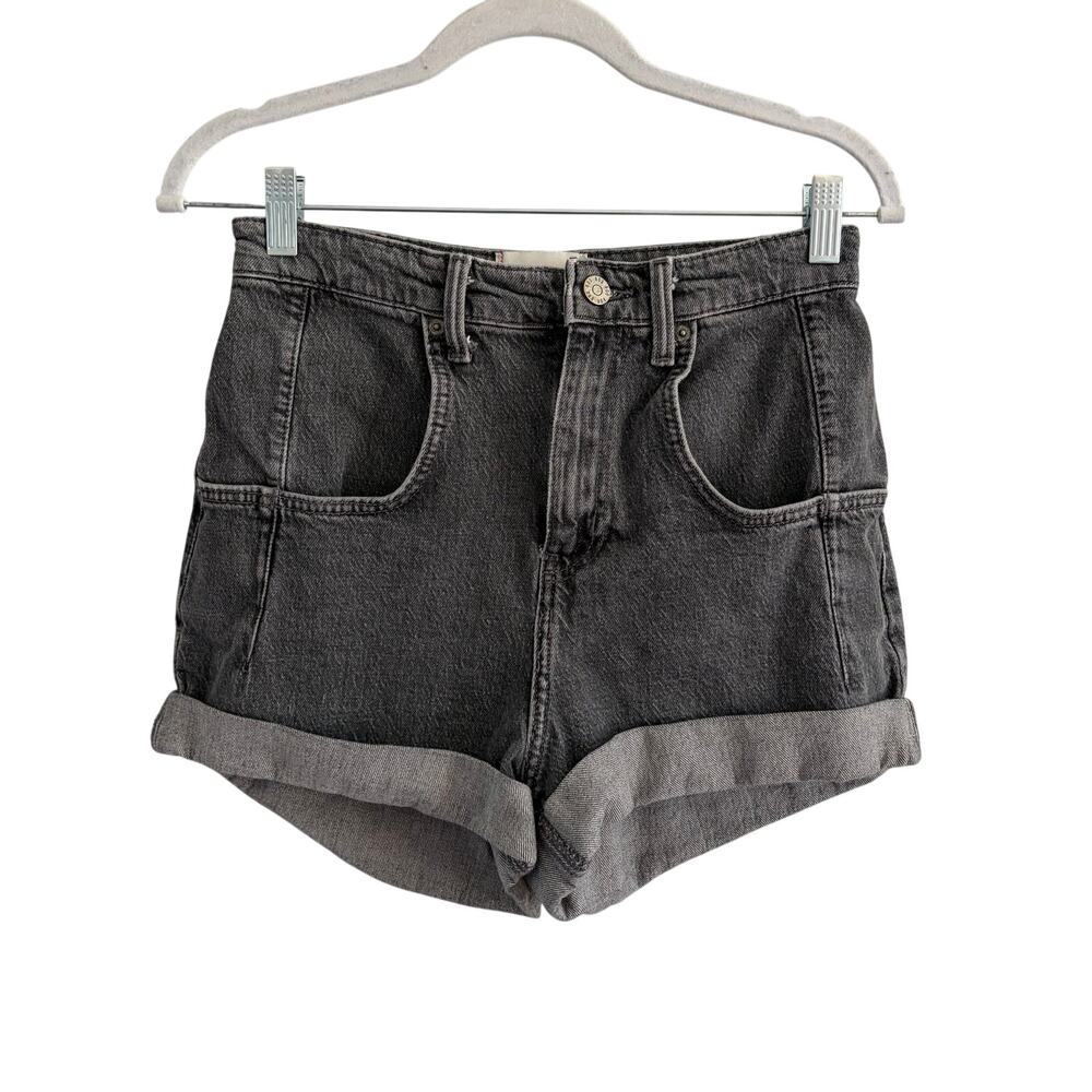 BDG High Rise Stretch Roll Hem Shorts Black Wash Women's Size 26